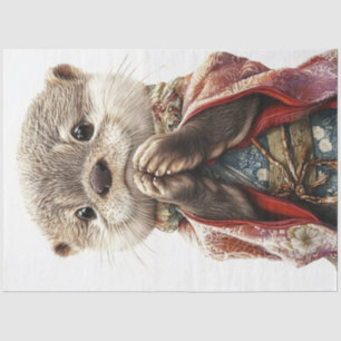 Papier Mousseline Découpage Prière Whimsical Otter Style Japonais