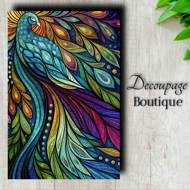 Papier Mousseline Découpage Rainbow Peacock (Rainbow Peacock Decoupage Tissue Paper)