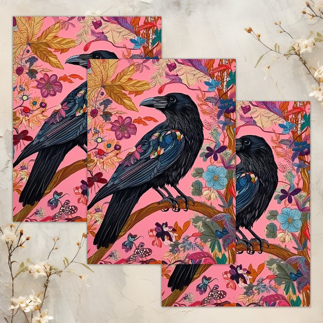 PAPIER MOUSSELINE DÉCOUPAGE RAVEN ENCHANTÉ (ENCHANTED RAVEN DECOUPAGE TISSUE PAPER)