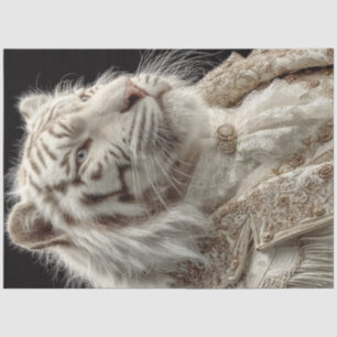 Papier Mousseline Découpage Regal White Tiger Portrait Imaginaire No