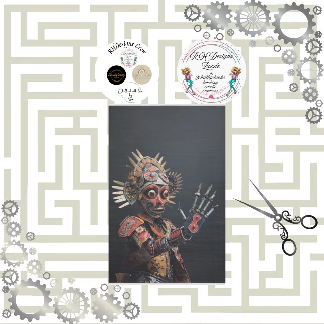 Papier Mousseline Découpage robotique futuriste en chef indien (Créateur téléchargé)