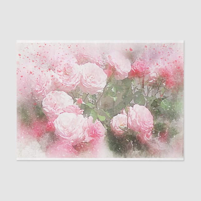 Papier Mousseline Découpage Rose d'aquarelle artistique (Recto)