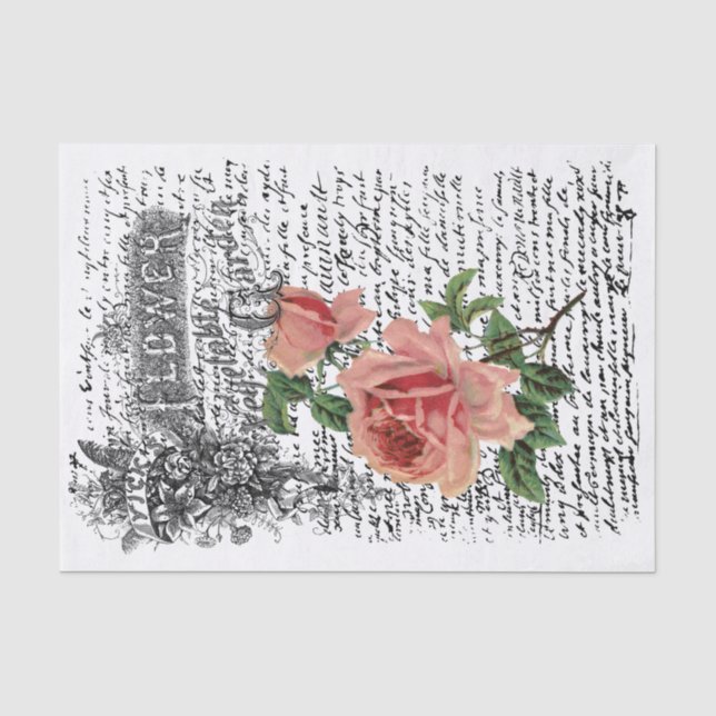 Papier Mousseline Découpage Rose du jardin de fleurs (Recto)
