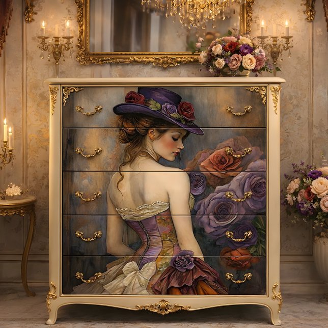 Papier Mousseline Découpage Rose Plum & Pearl (Créateur téléchargé)