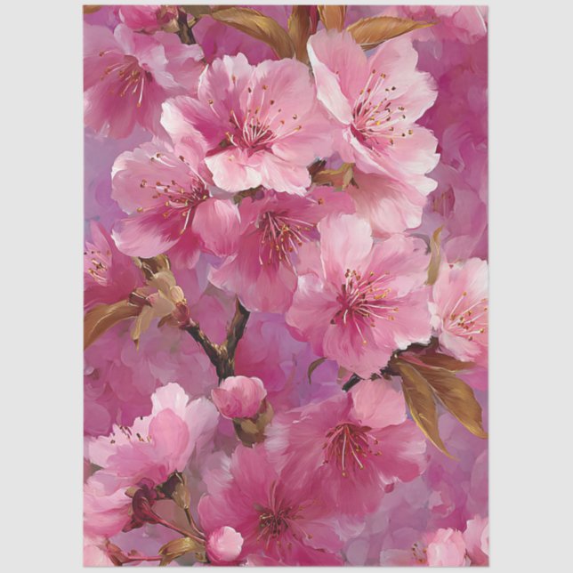 Papier Mousseline Découpage rose Sakura Blossom (Recto)
