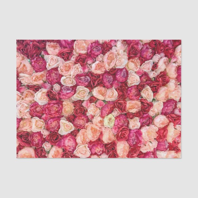 Papier Mousseline Découpage Roses rose rouge rose (Recto)