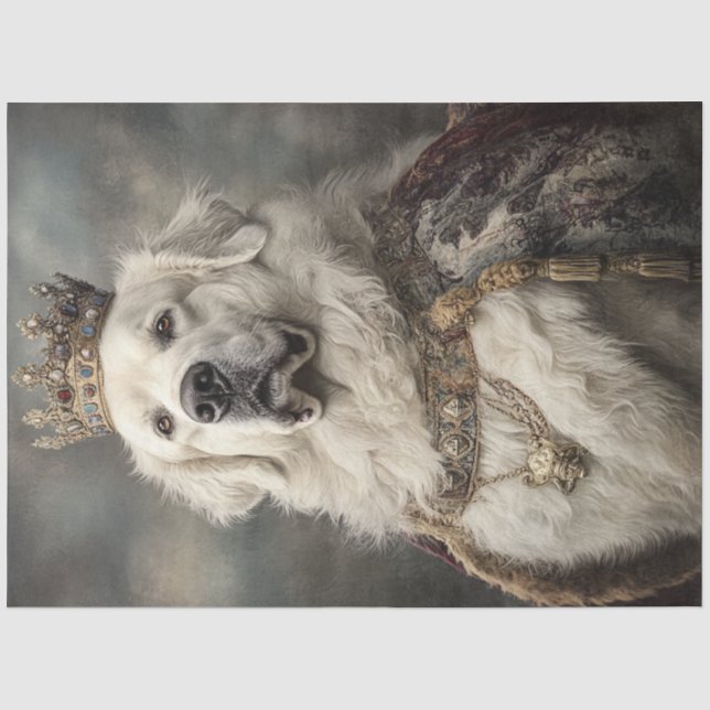 Papier Mousseline Découpage Royal Great Pyrenees nommé Gunner (Recto)