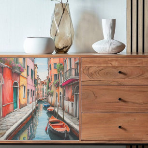 Papier Mousseline Découpage rue aquarelle à Venise