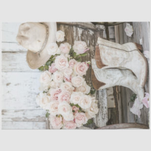 Papier Mousseline Découpage Russe Cowboy Boot Western Casquette rose