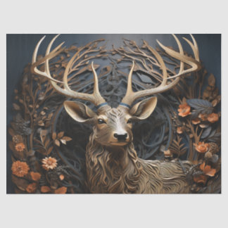 Papier Mousseline Découpage rustique 3d Grand Antler Buck Deer