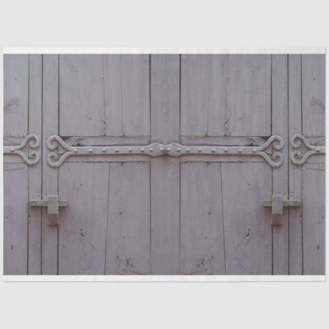 Papier Mousseline Découpage rustique gris charnière vieille porte 20 (Recto)