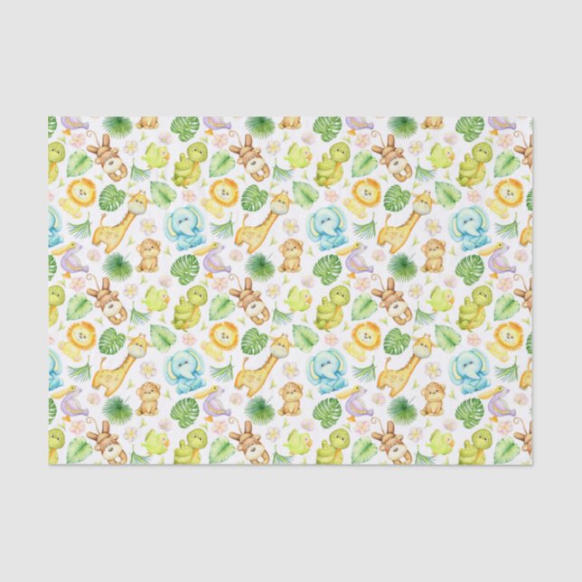 Papier Mousseline Découpage Safari Animaux Baby shower d'anniversair (Recto)