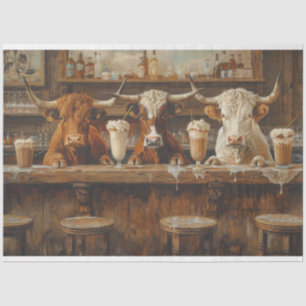 Papier Mousseline Découpage Salon Scène Bar Vaches Pays