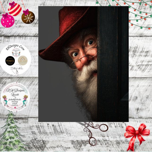 Papier Mousseline Decoupage Santa Secret Check Peeking Art (Créateur téléchargé)