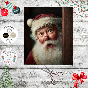 Papier Mousseline Decoupage Santa surpris regardant autour de la por