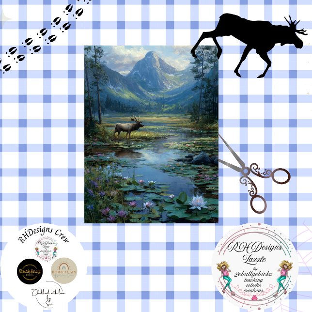 Papier Mousseline Découpage Scène d'hiver Chasse aux wapitis (Créateur téléchargé)