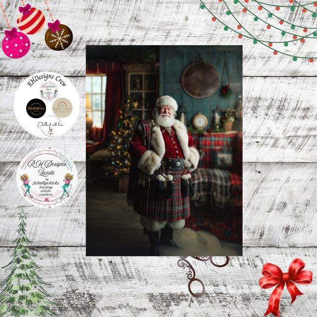 Papier Mousseline Decoupage Scottish Santa Claus Festive Holiday (Créateur téléchargé)