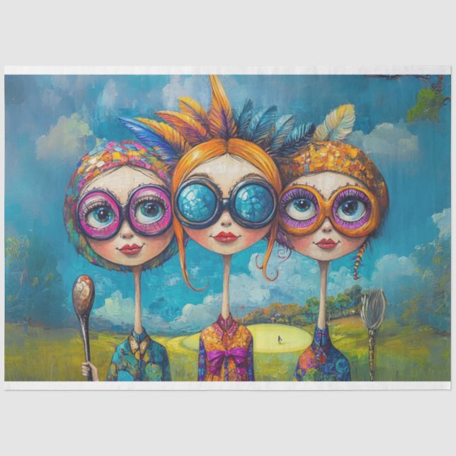 Papier Mousseline Découpage Sisters à balançoire lunaire Golf 1 (Recto)