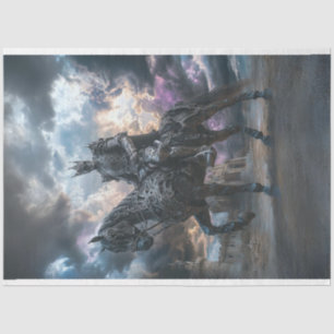 Papier Mousseline Découpage Skeleton Chevalier Cheval d'argent