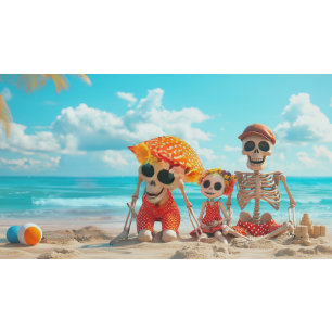 Papier Mousseline Découpage Skeleton Family Beach Day the Bridges