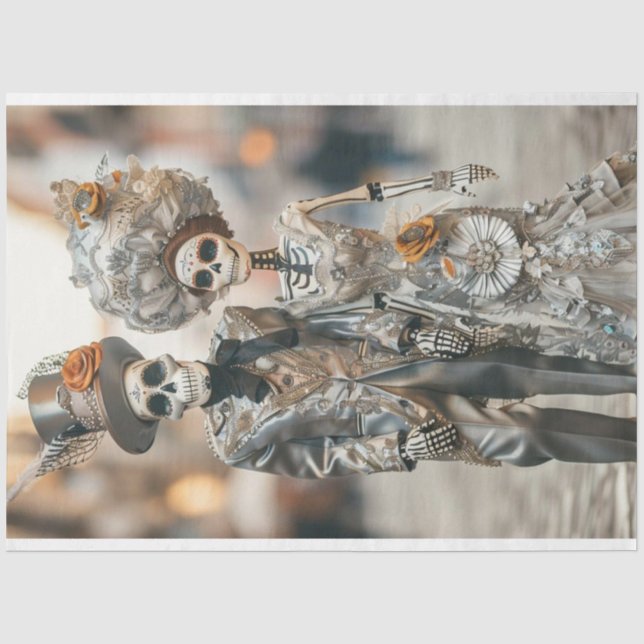 Papier Mousseline Découpage Skeleton marié Couple (Recto)