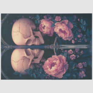 Papier Mousseline Découpage Skeletons gothiques Fleurs de Pêche d'ép