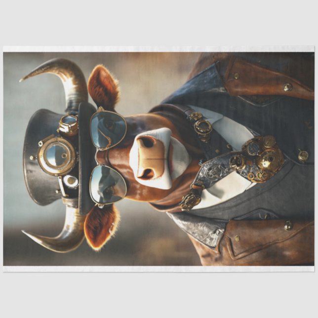 Papier Mousseline Découpage Steampunk Bull Sir Bullington Gearhoof (Recto)