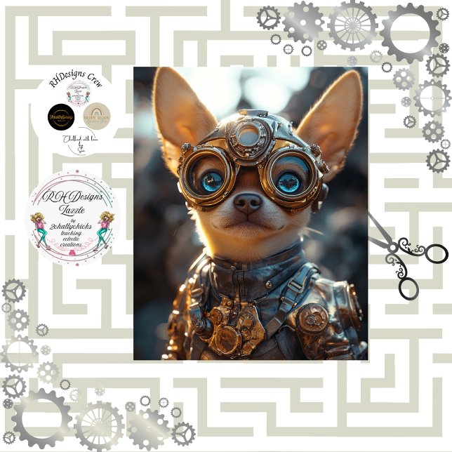 Papier Mousseline Découpage Steampunk Chihuahua Cogsley (Créateur téléchargé)