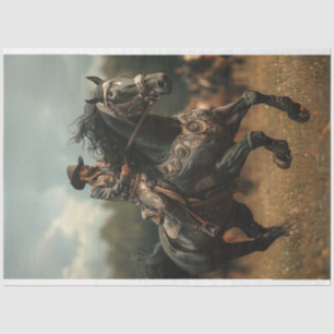 Papier Mousseline Découpage Steampunk Cowboy Cheval Rodeo