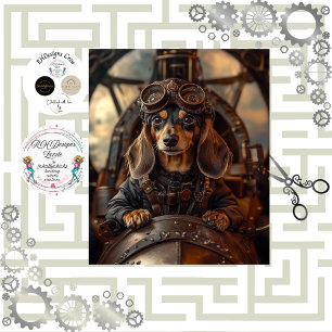 Papier Mousseline Decoupage Steampunk Dachshund Volant 