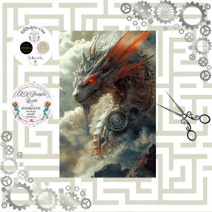 Papier Mousseline Découpage Steampunk Mythique Créature Dragon