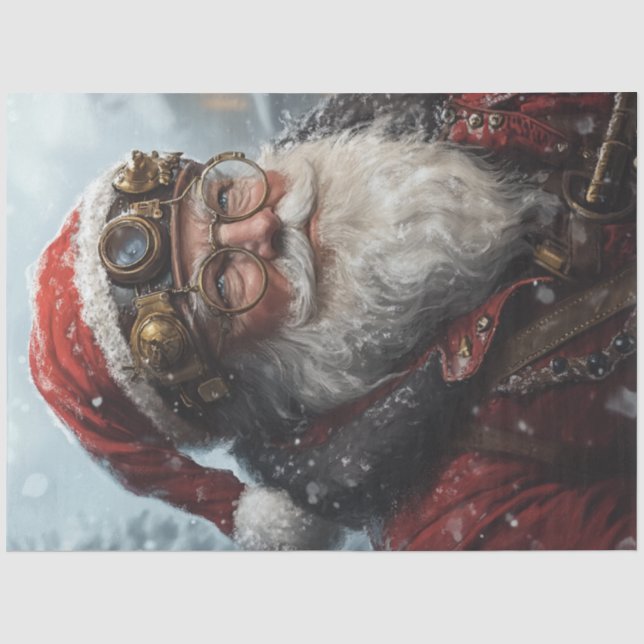 Papier Mousseline Découpage Steampunk Père Noël Météo hiver (Recto)