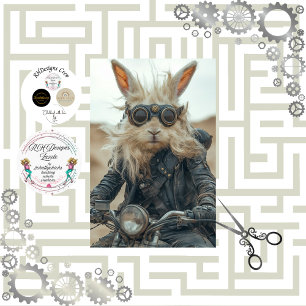 Papier Mousseline Découpage Steampunk Rabbit équitation Moto