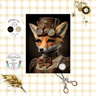 Papier Mousseline Decoupage Steampunk Renard Canadien Français Colle