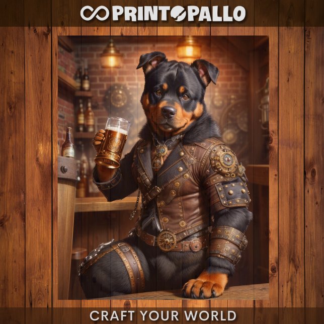 Papier Mousseline Découpage - Steampunk rottweiler chien et bière - (Créateur téléchargé)