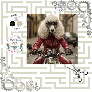 Papier Mousseline Découpage Steampunk Standard Poodle Motorcycle