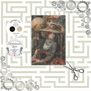 Papier Mousseline Découpage Steampunk Voyageur Victorian Girl