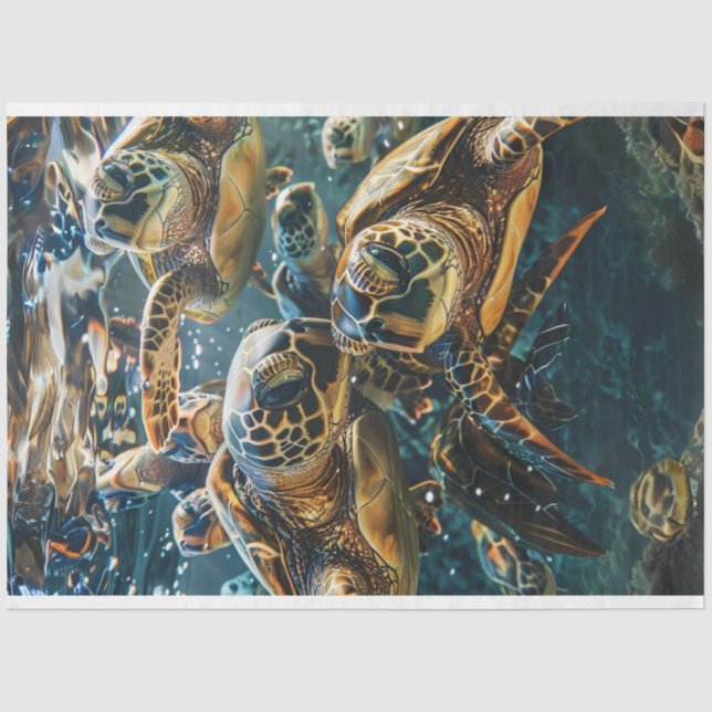 Papier Mousseline Découpage Tortues de mer (Recto)