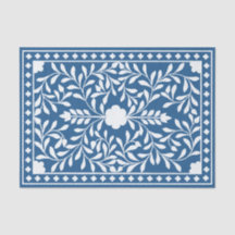 Découpage traditionnel bleu clair avec incrustatio