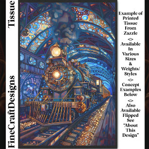Papier Mousseline Découpage Train Magique Steampunk Faux Mosaïque 06
