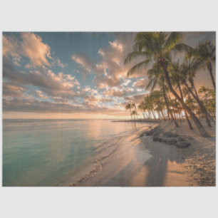 Papier Mousseline Découpage Tropical Paradise Beach Palmiers