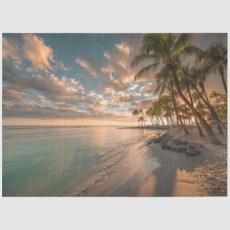 Papier Mousseline Découpage Tropical Paradise Beach Palmiers