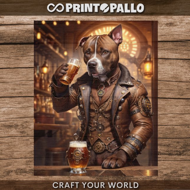 Papier Mousseline Découpage - Un pitbull à vapeur et bière - (Créateur téléchargé)