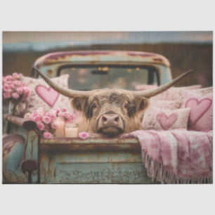 Papier Mousseline Decoupage Vache Highland Camion Vintage Saint-Vale