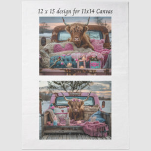 Papier Mousseline Découpage Vache Highland Saint-Valentin Camion 11x