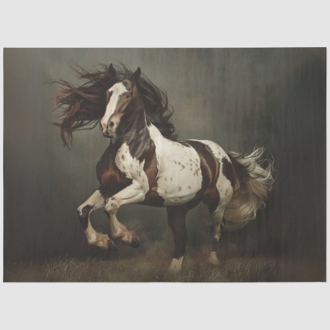 Papier Mousseline Découpage Vannière dynamique Tsigane ou Cheval Pin (Recto)