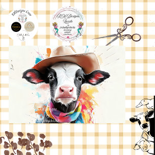 Papier Mousseline Découpage Veau Whimsboy Cowboy Avec Casquette