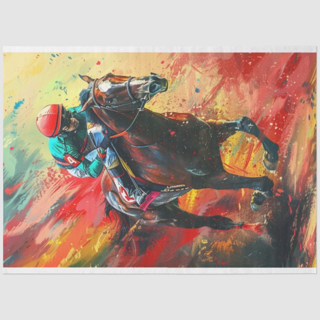 Papier Mousseline Découpage Vibrant Abstrait Jockey & Rider (Recto)