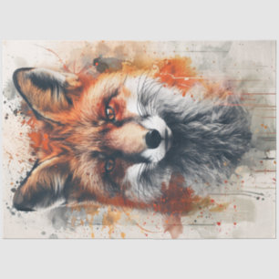 Papier Mousseline Découpage Vibrant Fox peinture Abstrait Arrière -