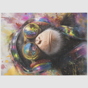 Papier Mousseline Découpage Vibrant Peinture Singe Abstrait